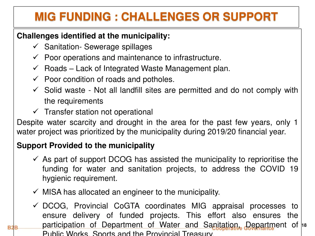 mig funding challenges or support