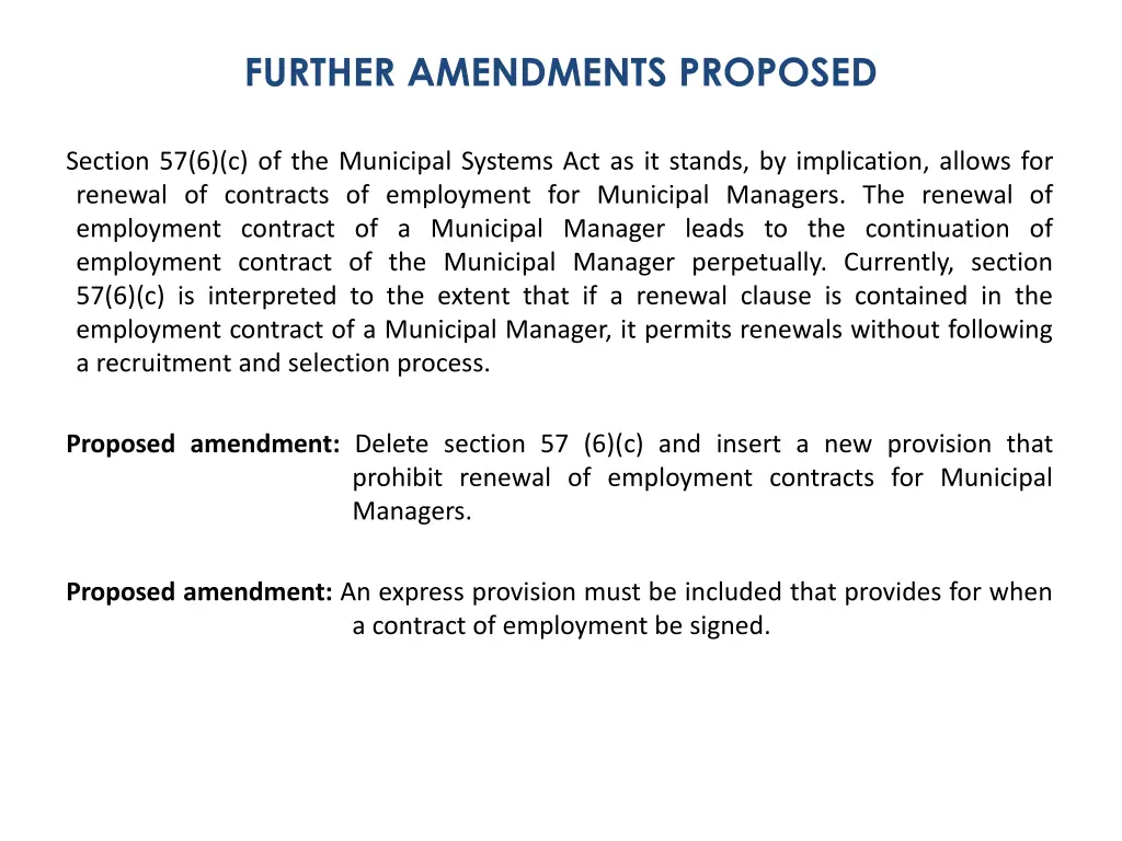 further amendments proposed