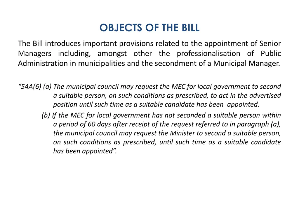 objects of the bill