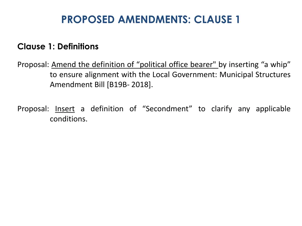 proposed amendments clause 1