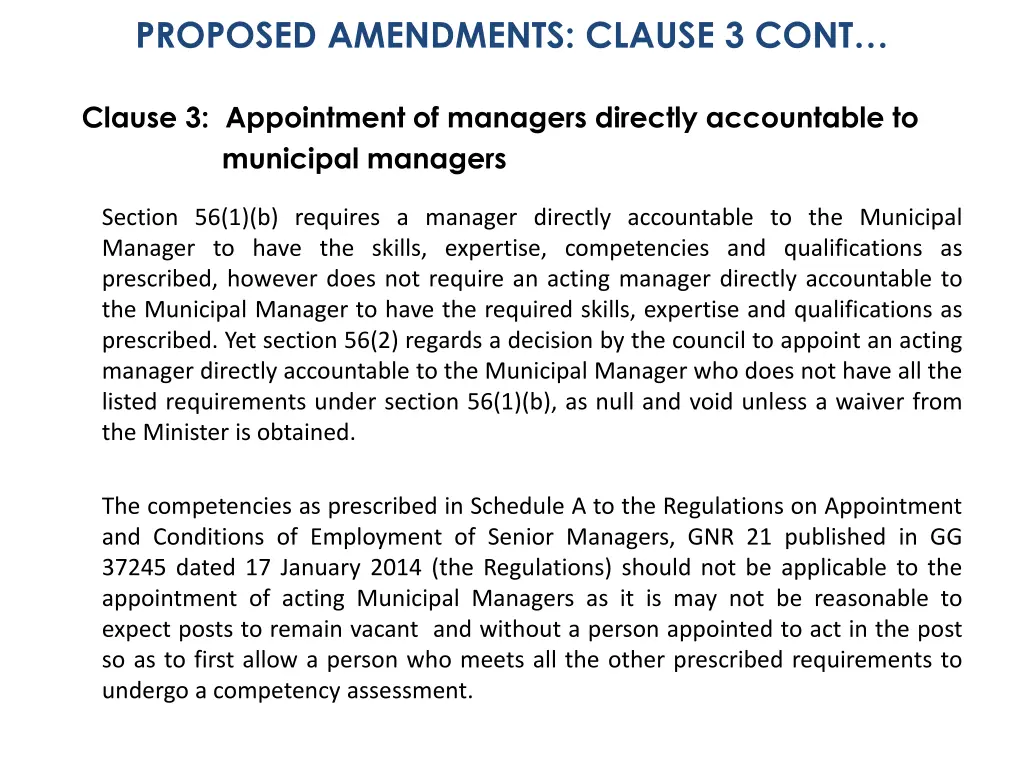 proposed amendments clause 3 cont 1