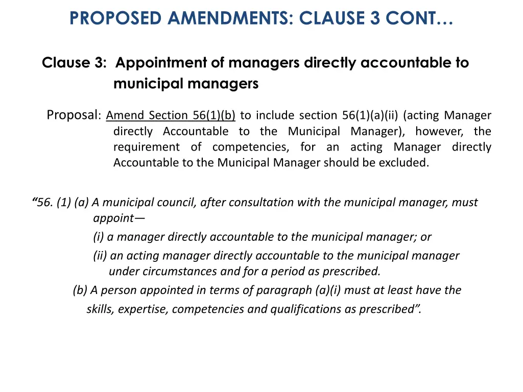 proposed amendments clause 3 cont