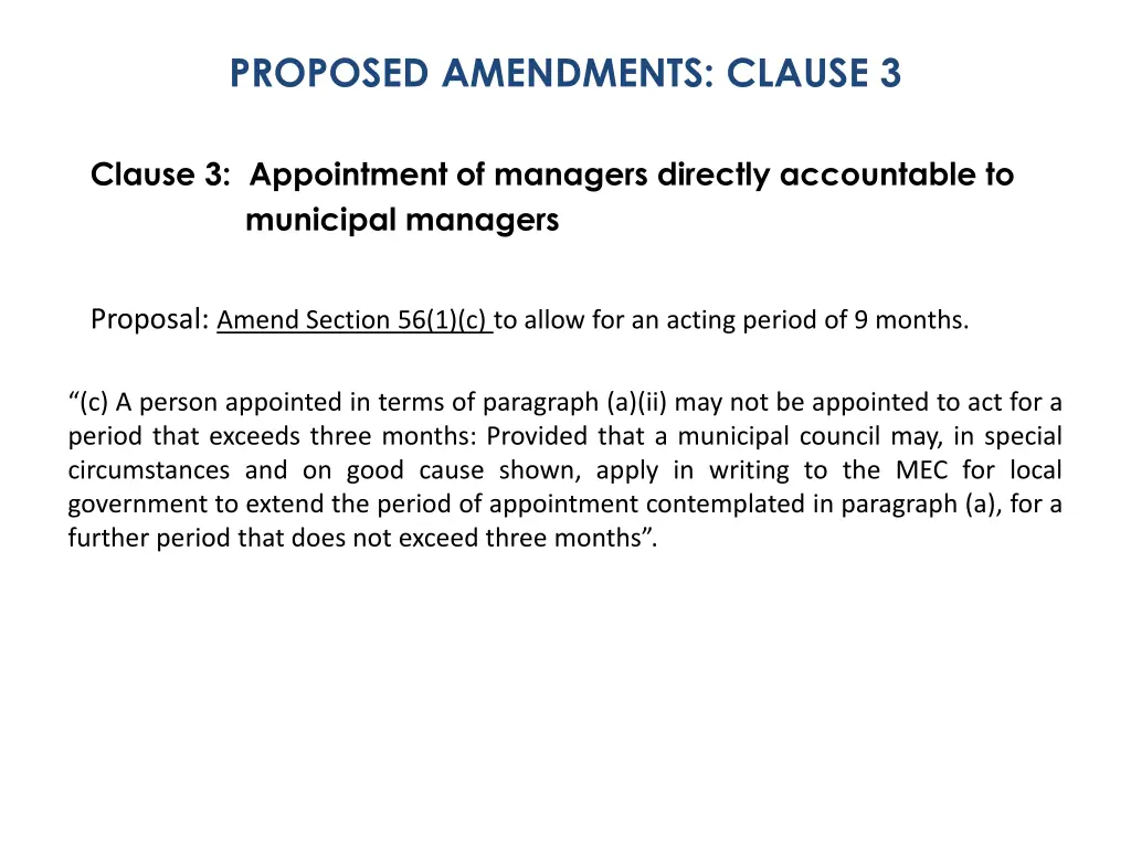 proposed amendments clause 3