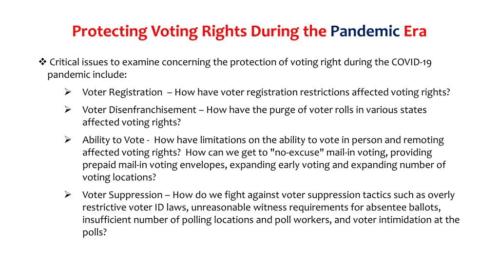 protecting voting rights during the pandemic era 1