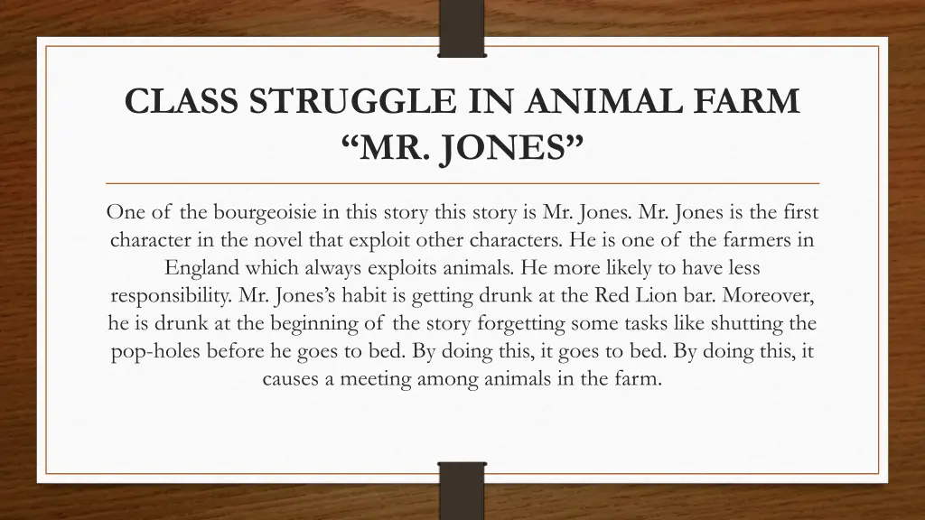 class struggle in animal farm mr jones