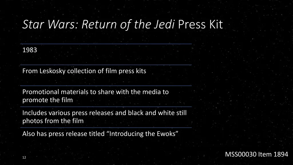 star wars return of the jedi press kit