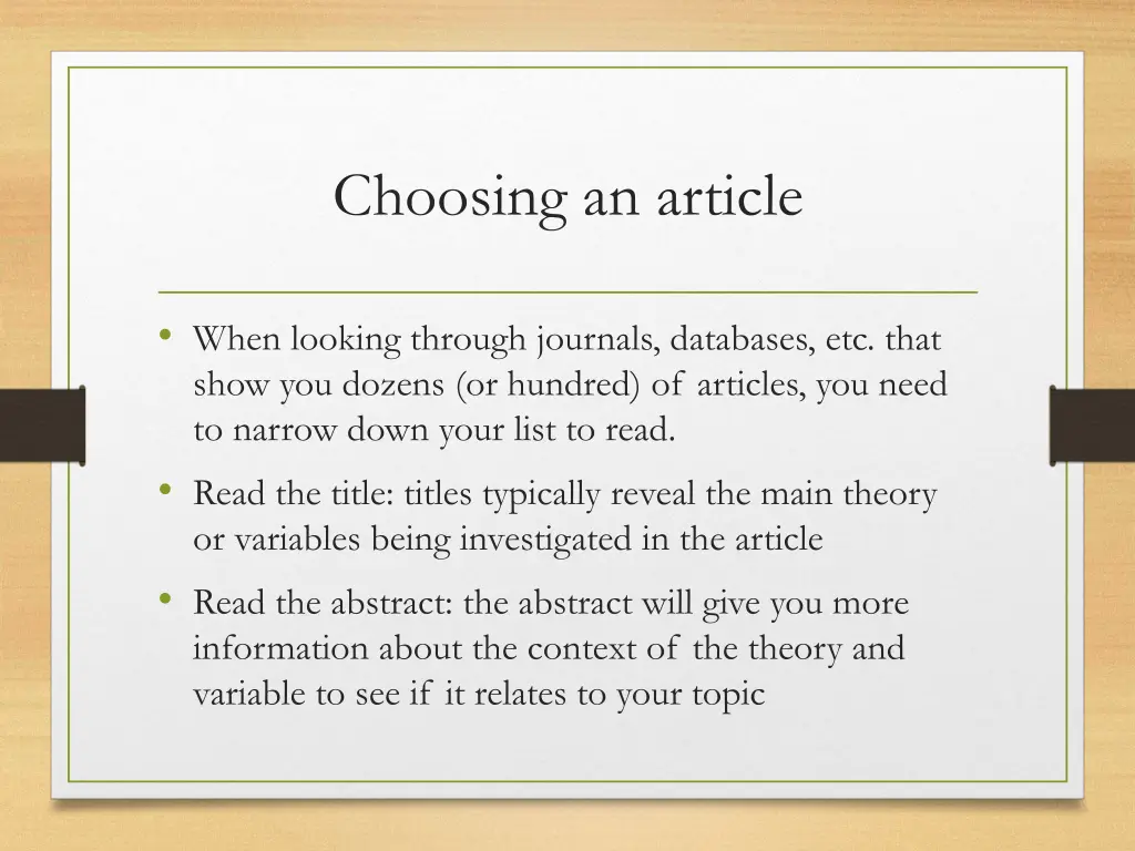 choosing an article