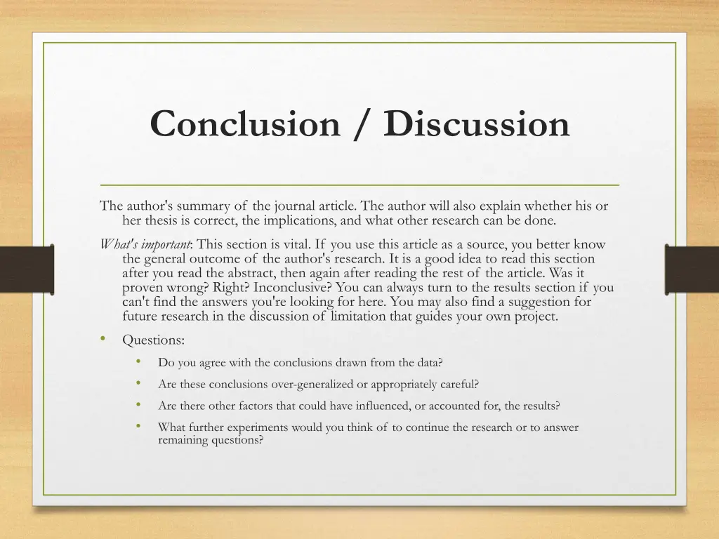 conclusion discussion