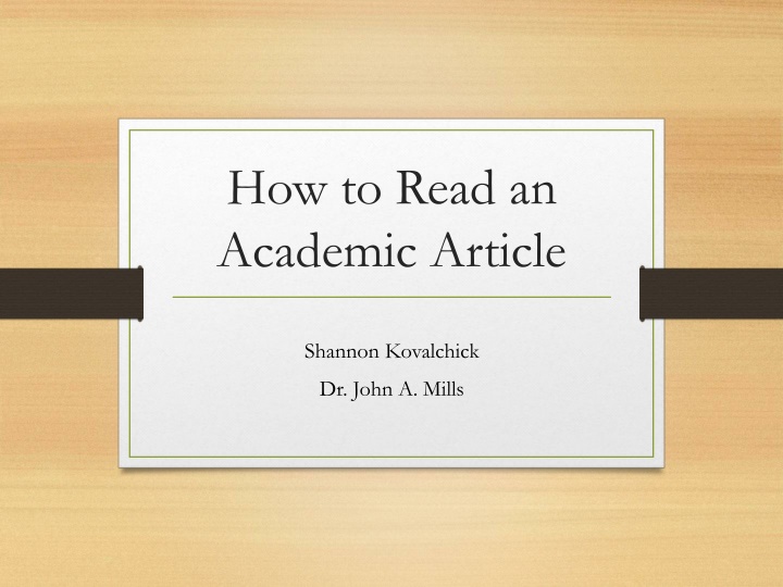 how to read an academic article