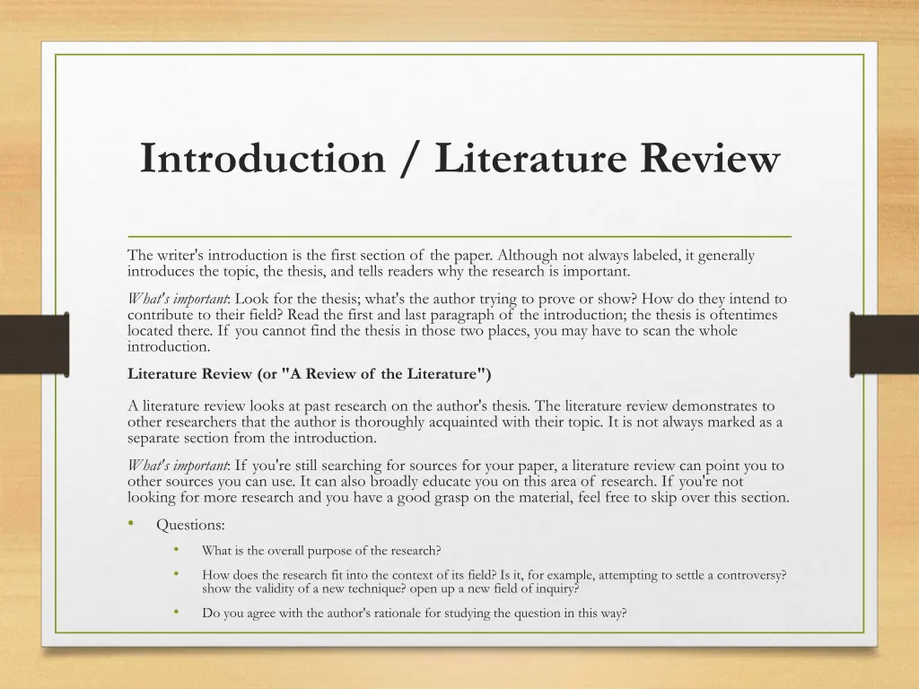 introduction literature review