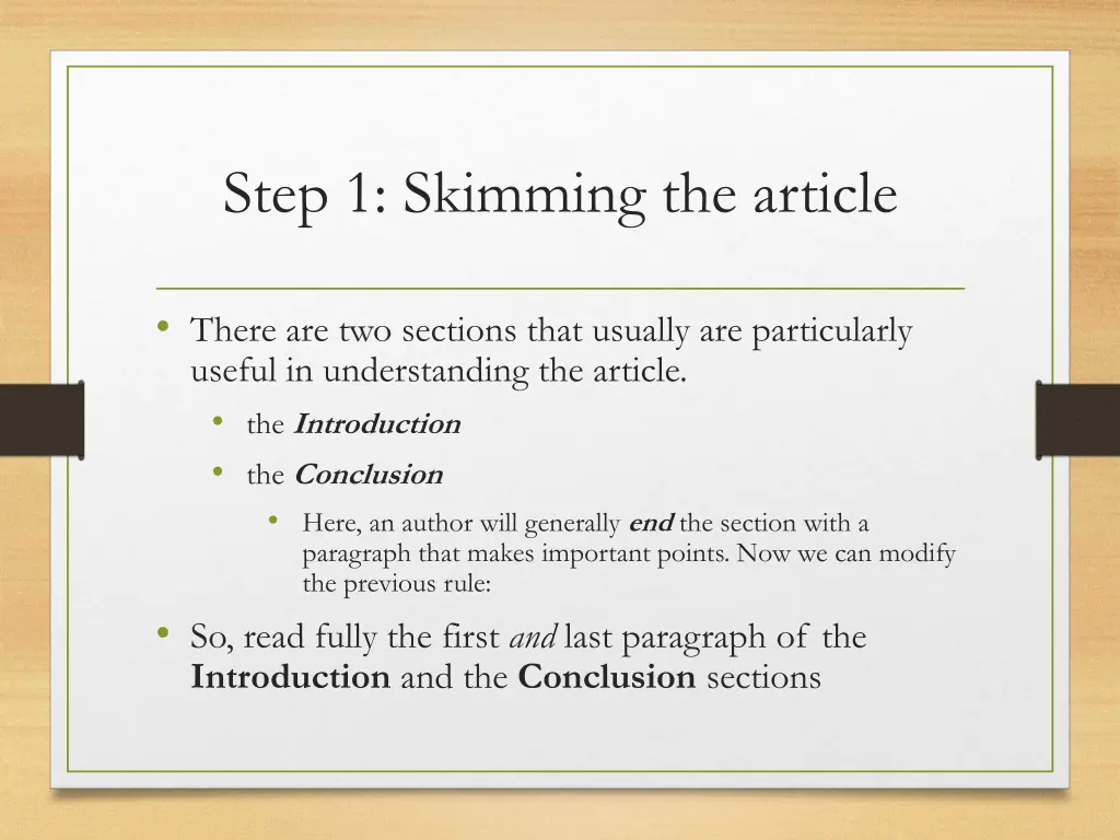 step 1 skimming the article 1