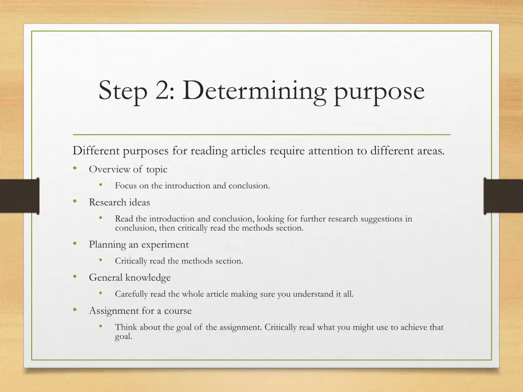 step 2 determining purpose