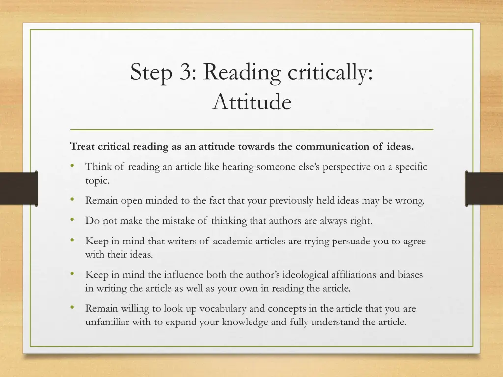 step 3 reading critically attitude