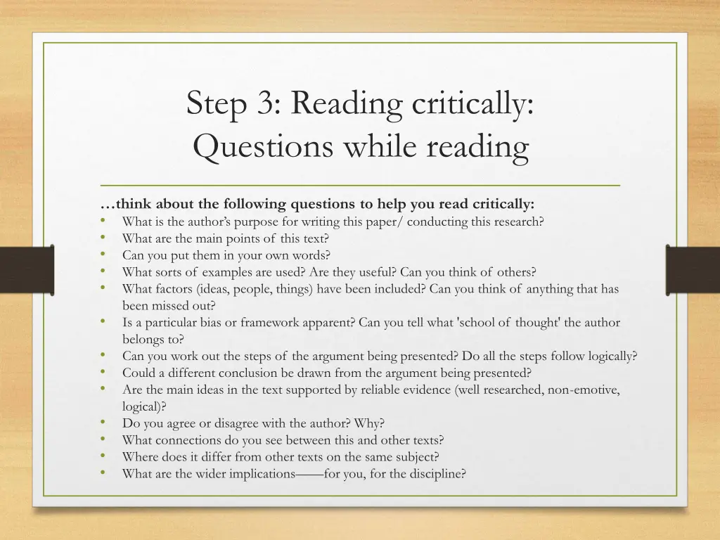 step 3 reading critically questions while reading