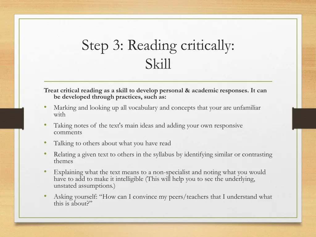 step 3 reading critically skill