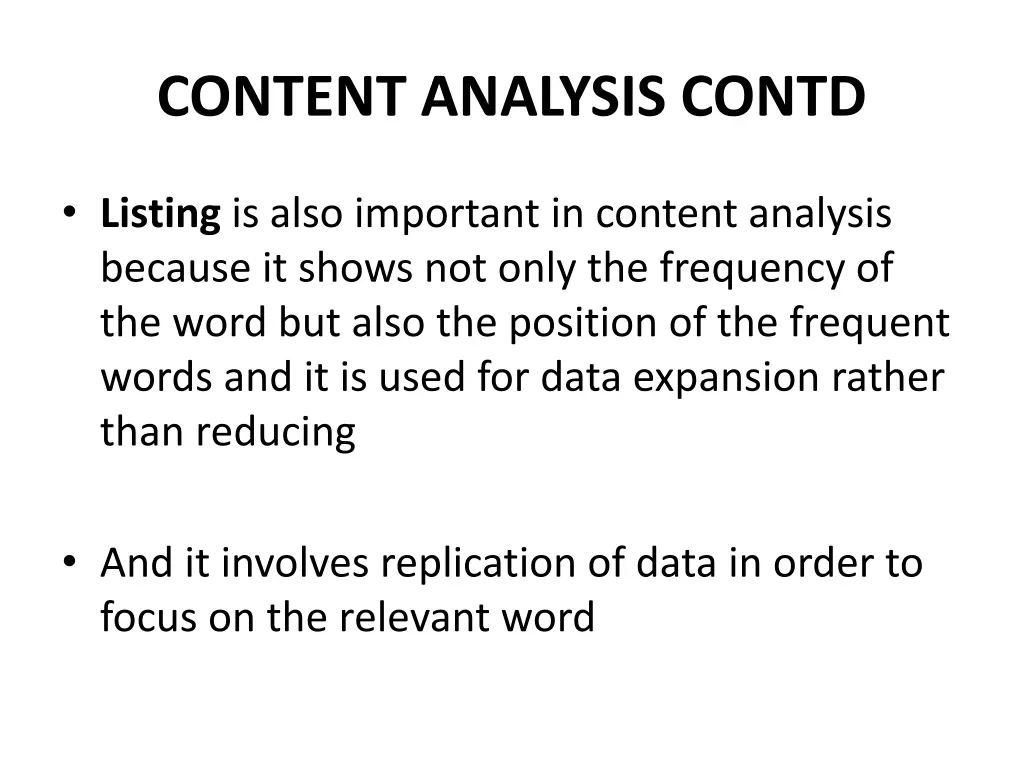 content analysis contd