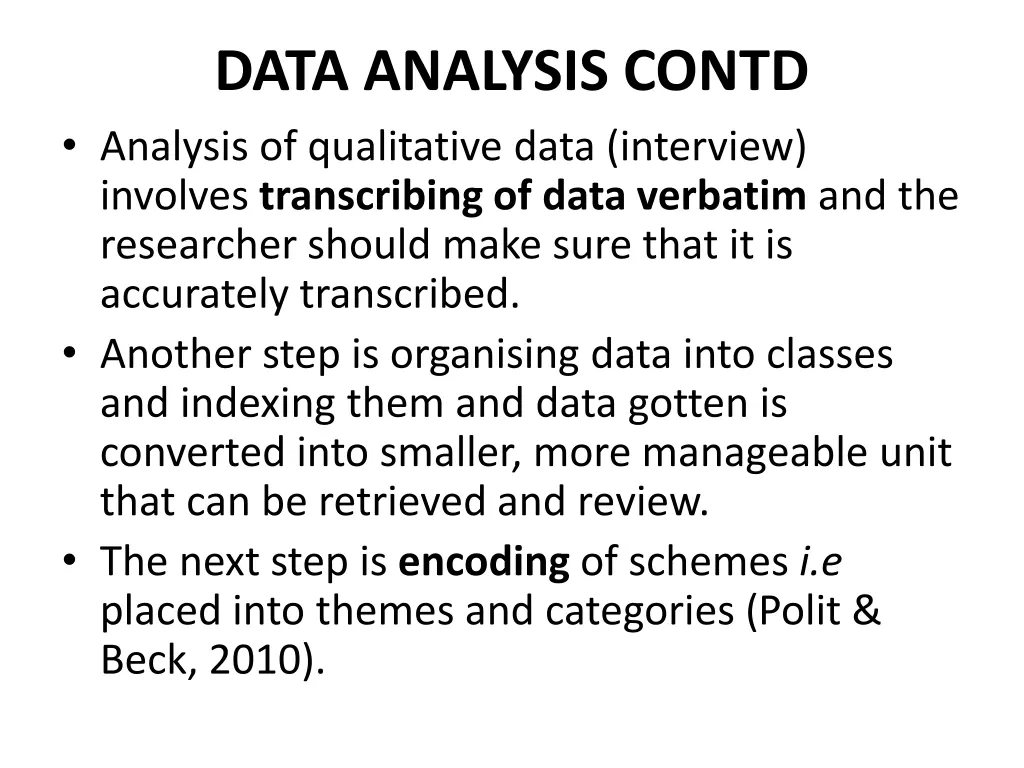 data analysis contd analysis of qualitative data