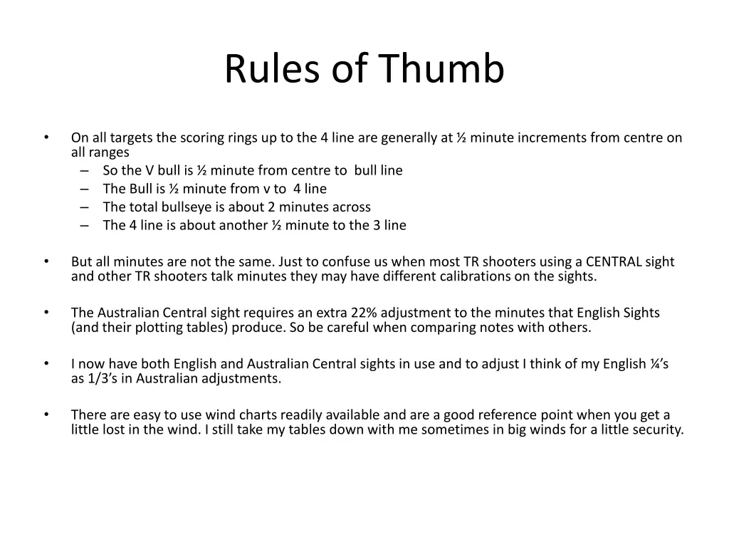 rules of thumb