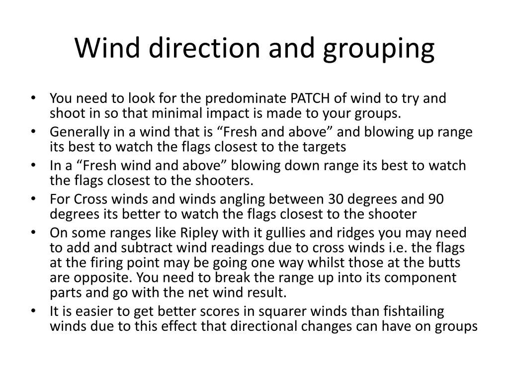 wind direction and grouping