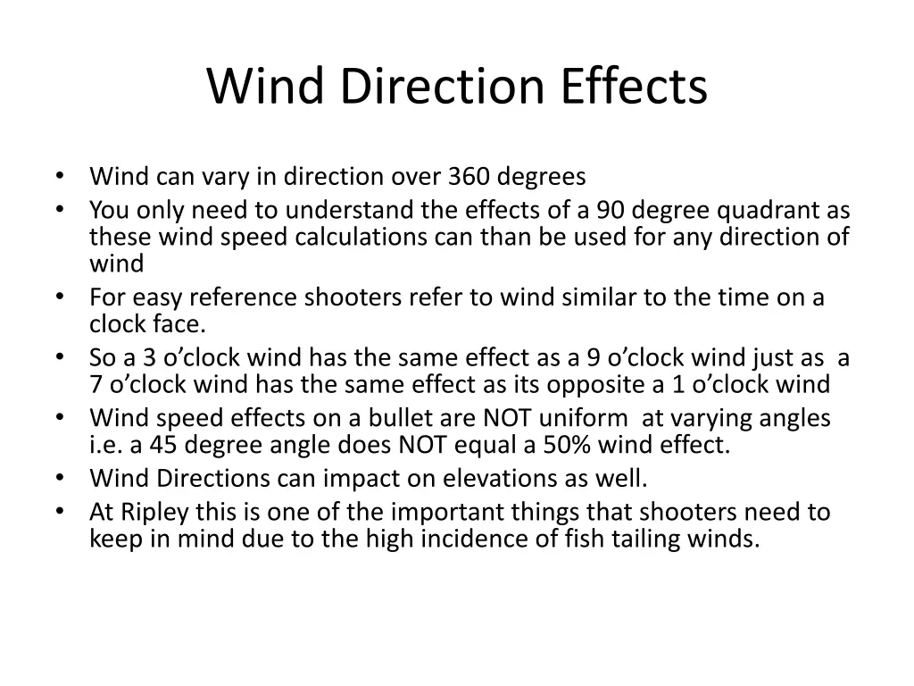 wind direction effects