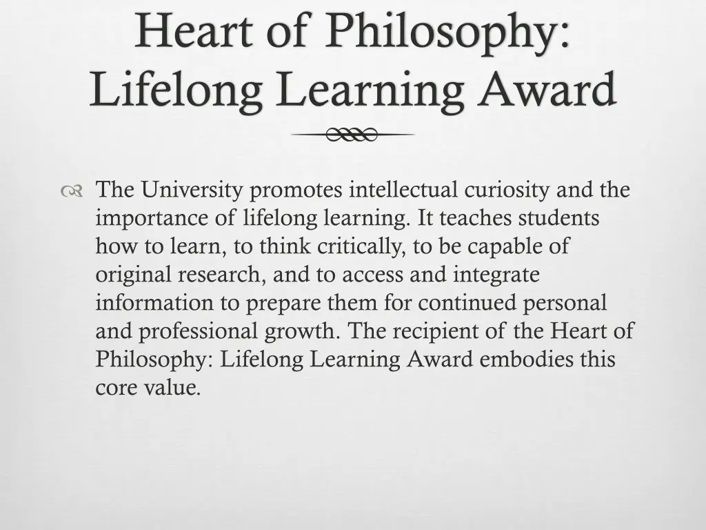 heart of philosophy lifelong learning award