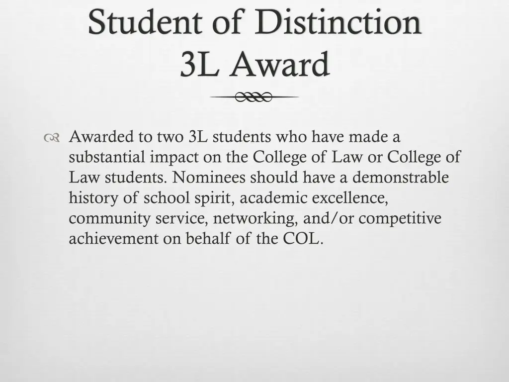 student of distinction 3l award