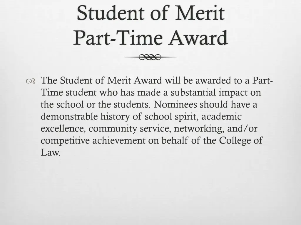 student of merit part time award