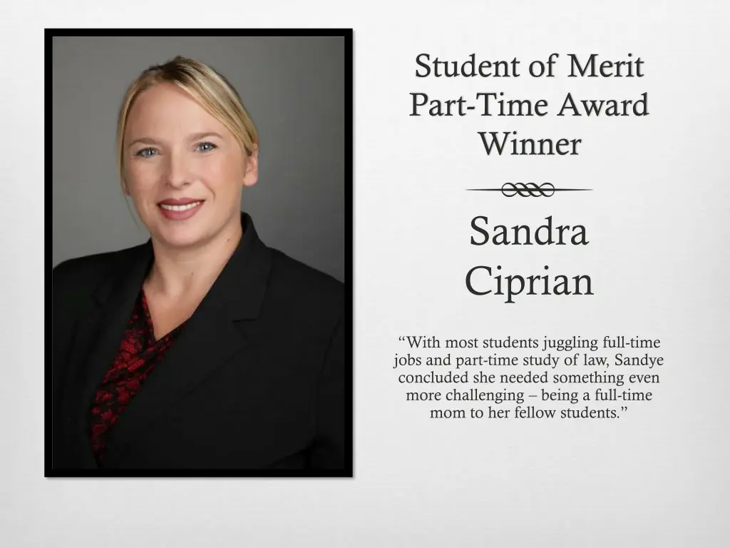 student of merit part time award winner