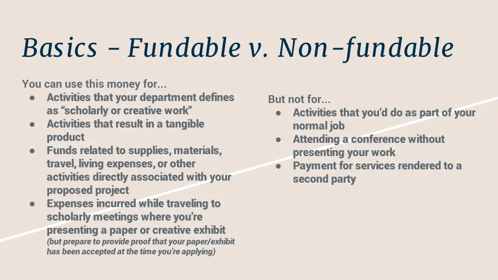 basics fundable v non fundable