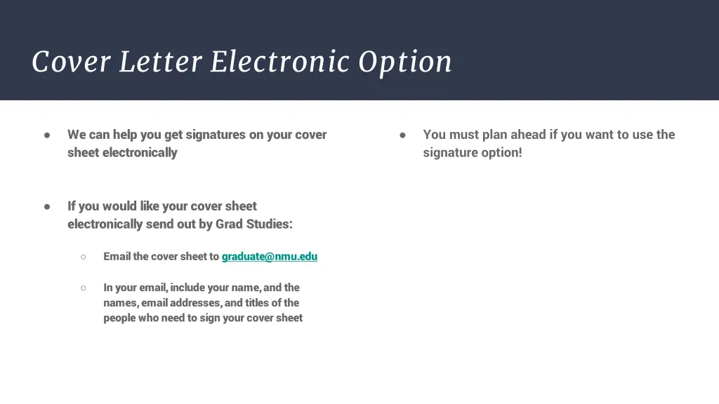 cover letter electronic option