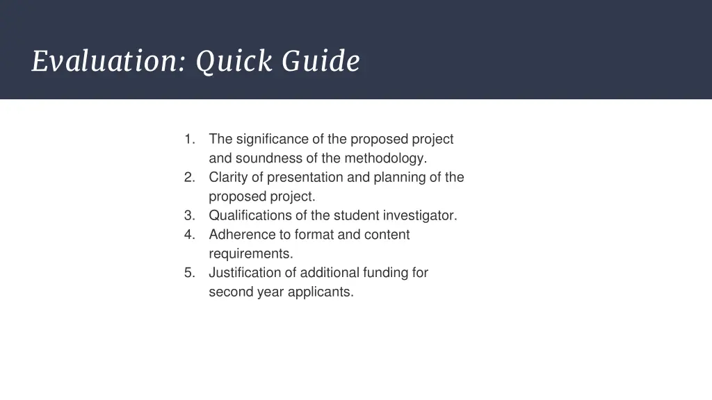 evaluation quick guide