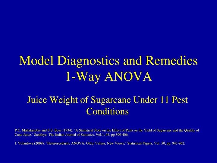 model diagnostics and remedies 1 way anova