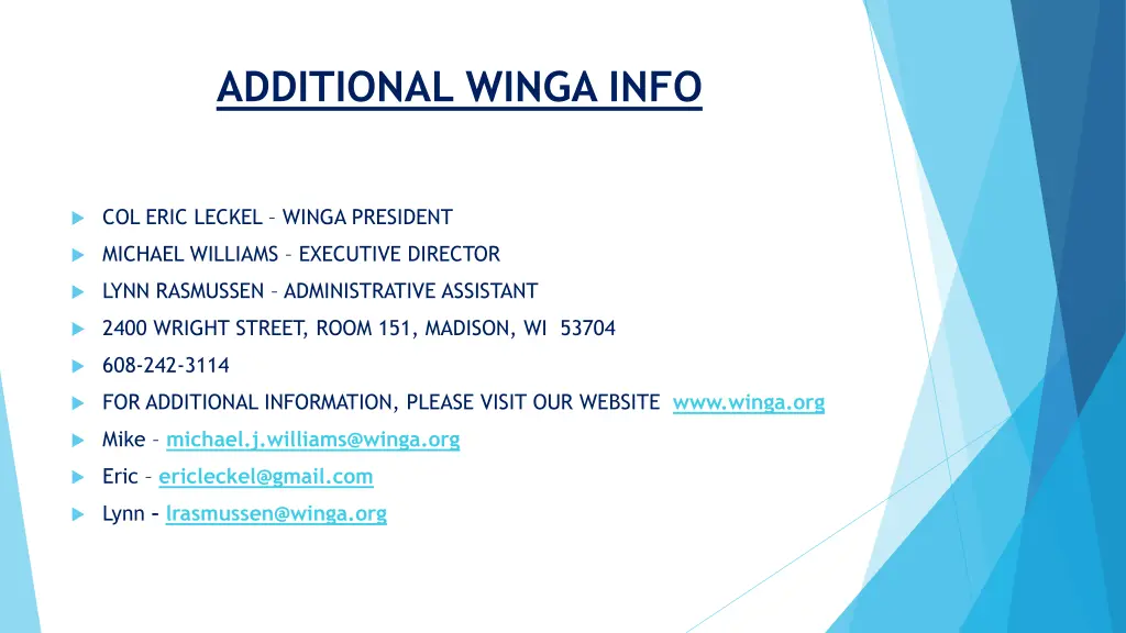 additional winga info