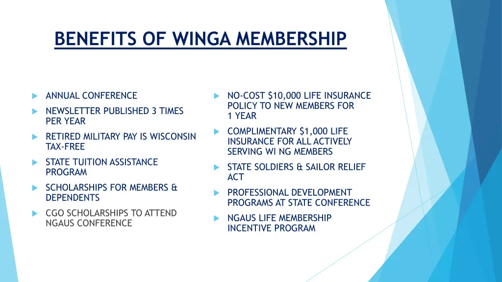 benefits of winga membership