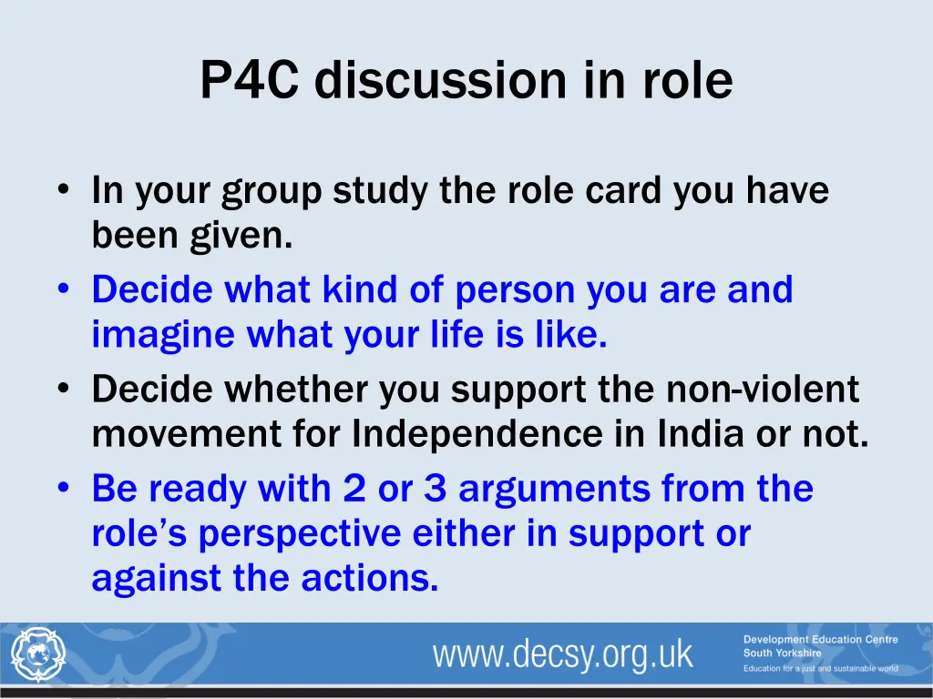 p4c discussion in role