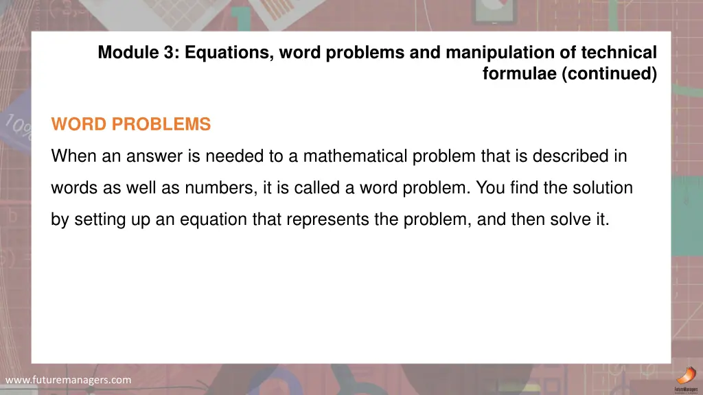 module 3 equations word problems and manipulation 3