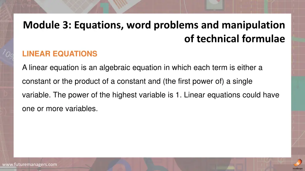 module 3 equations word problems and manipulation