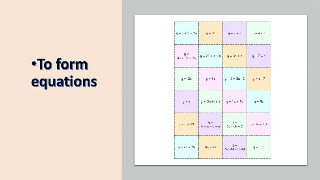 to form equations