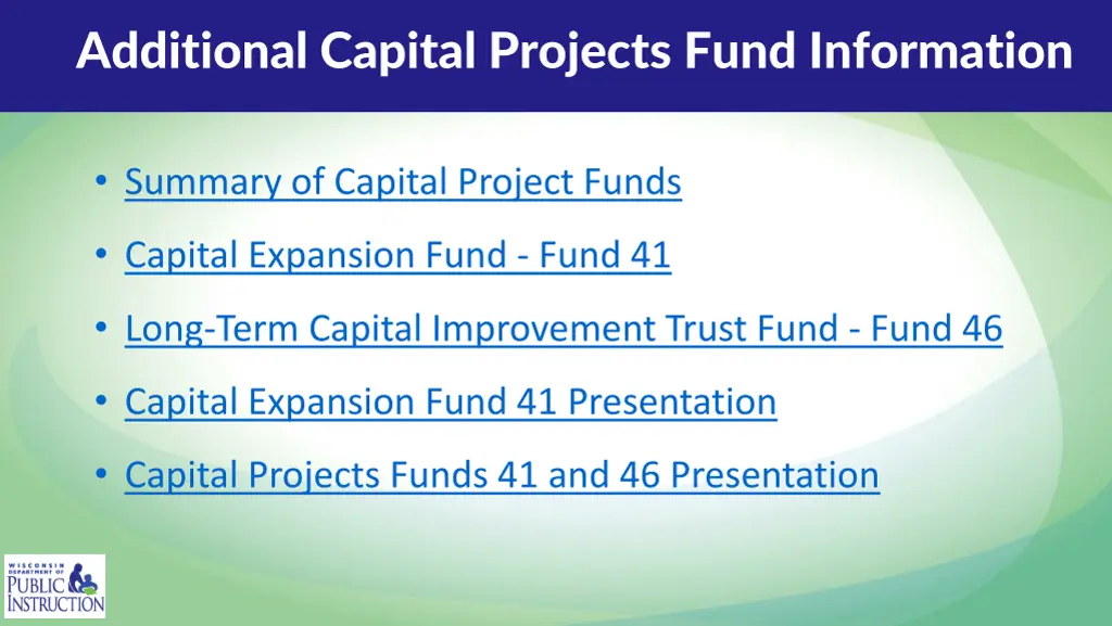 additional capital projects fund information