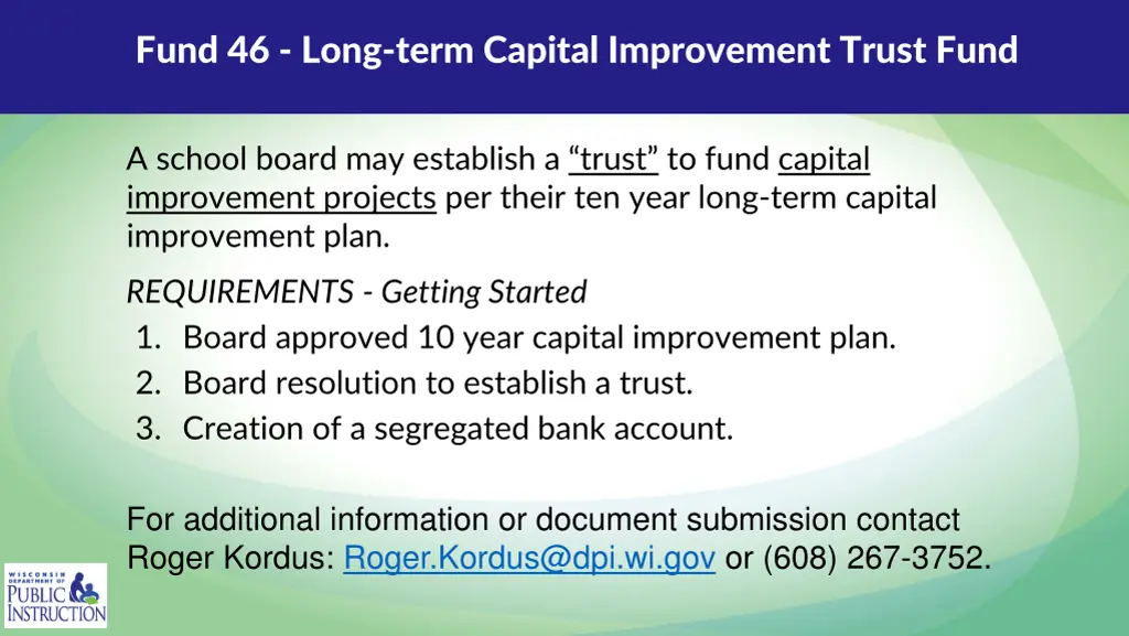 fund 46 long term capital improvement trust fund