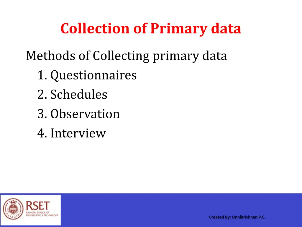 collection of primary data