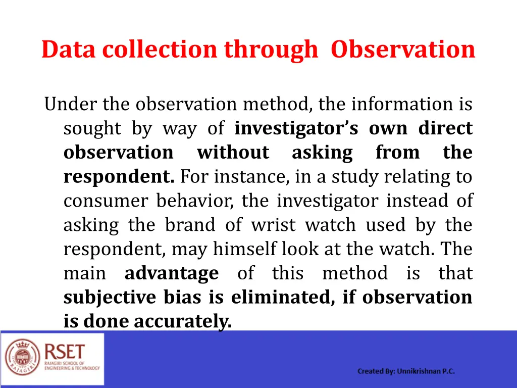 data collection through observation