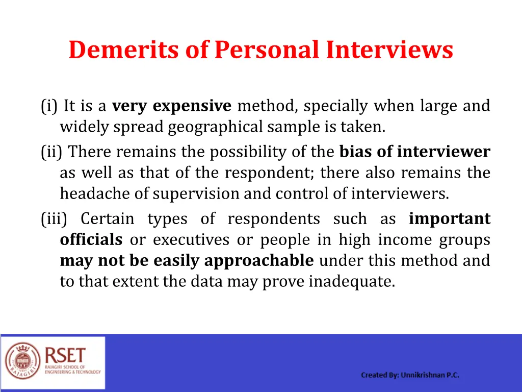 demerits of personal interviews