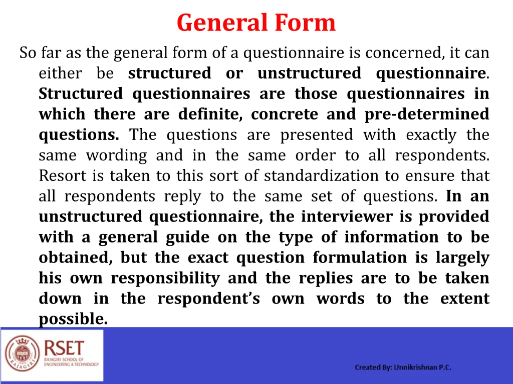 general form