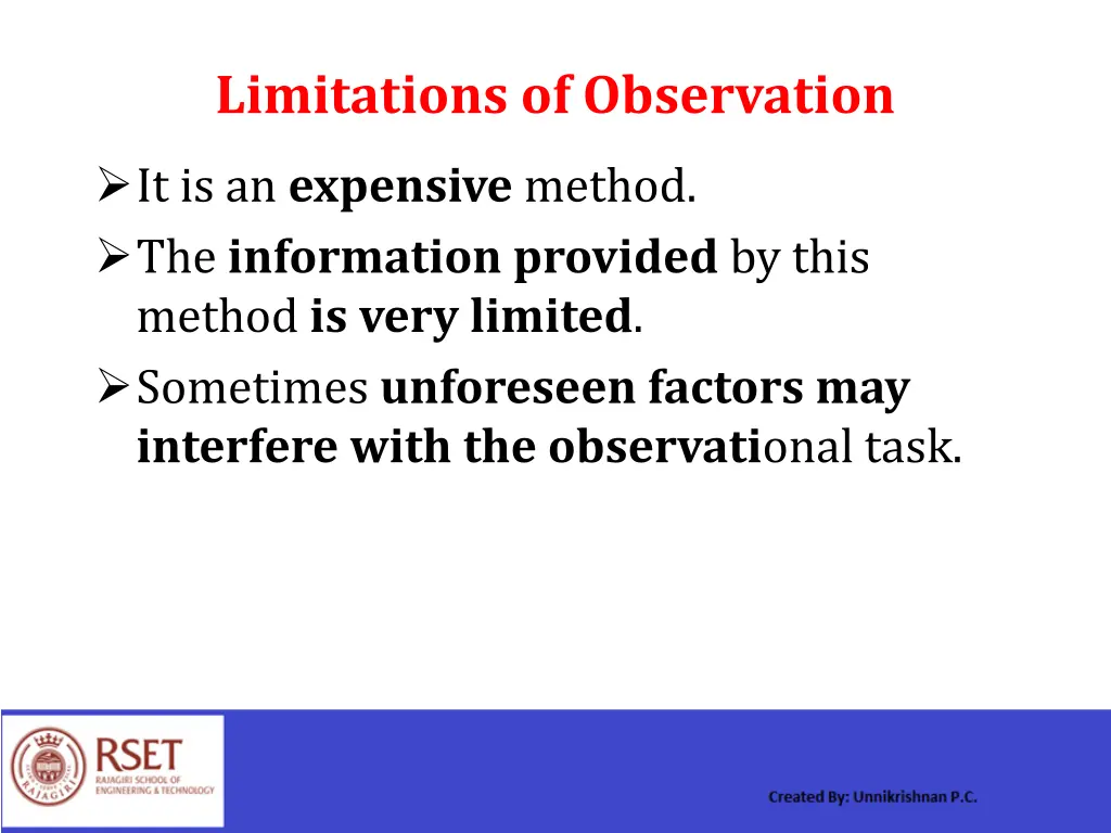 limitations of observation