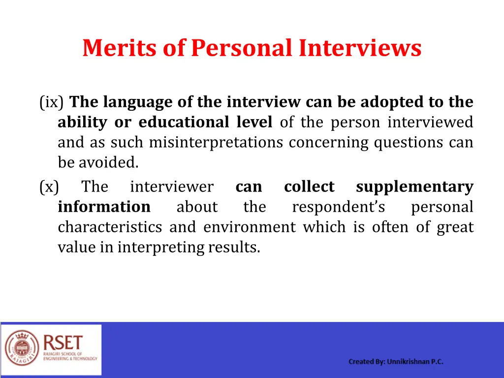 merits of personal interviews 2