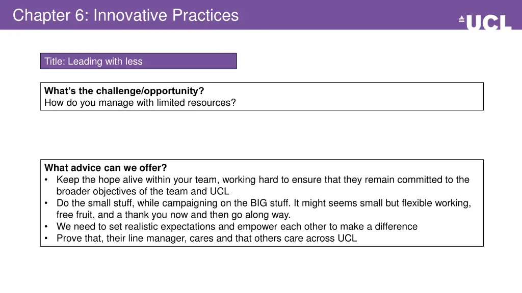 chapter 6 innovative practices