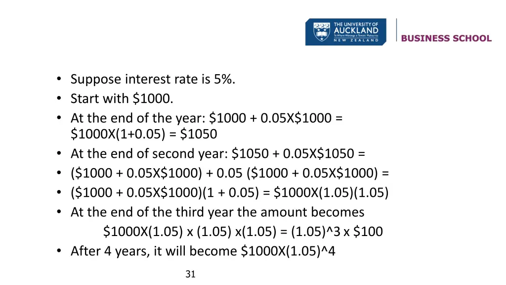 suppose interest rate is 5 start with 1000