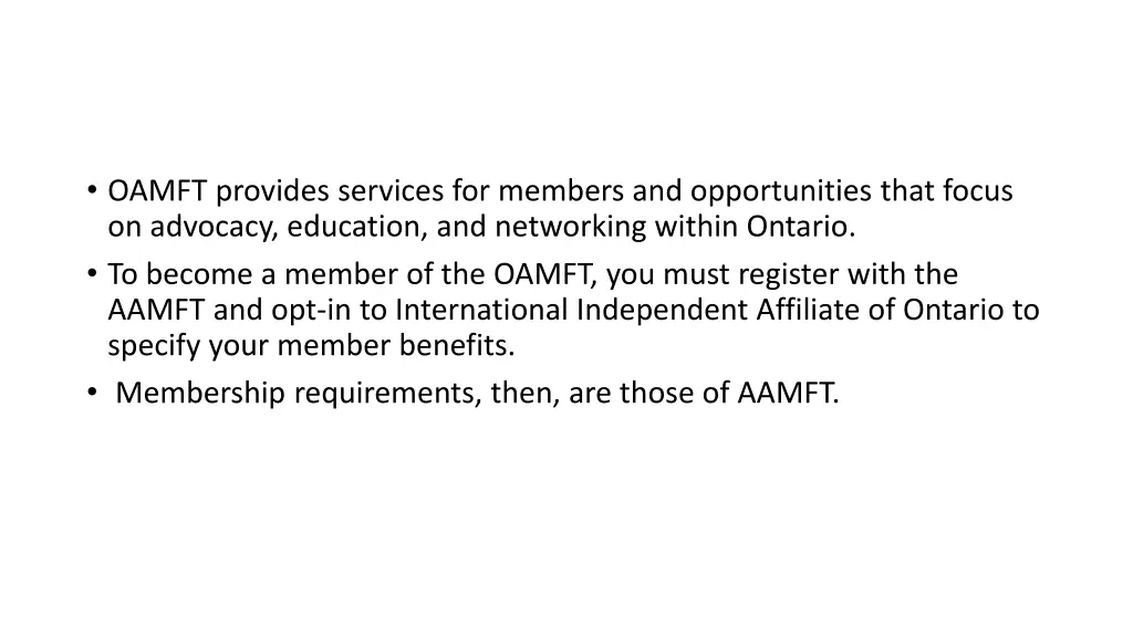 oamft provides services for members