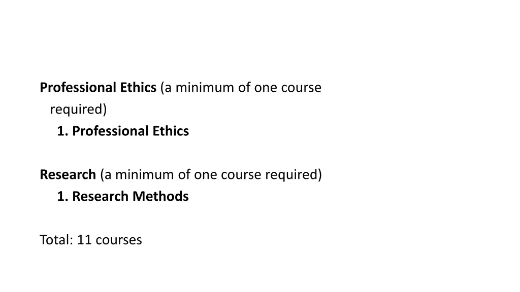 professional ethics a minimum of one course